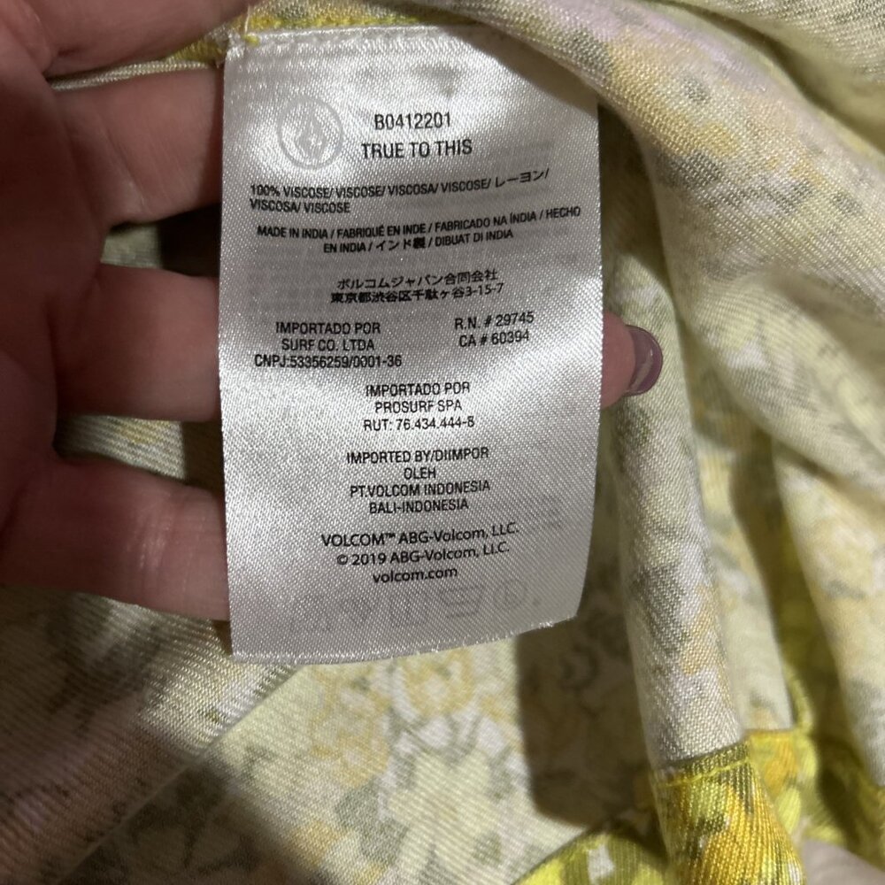 Babydoll Mini-dress Yellow Floral Stretch Bodice Volcom Woman's 8 Fairy core M - Picture 14 of 14
